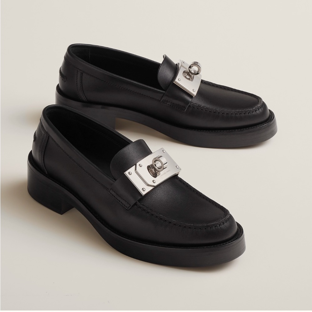 Hermes Hot Loafer Flat Shoe Oversized Kelly Lock